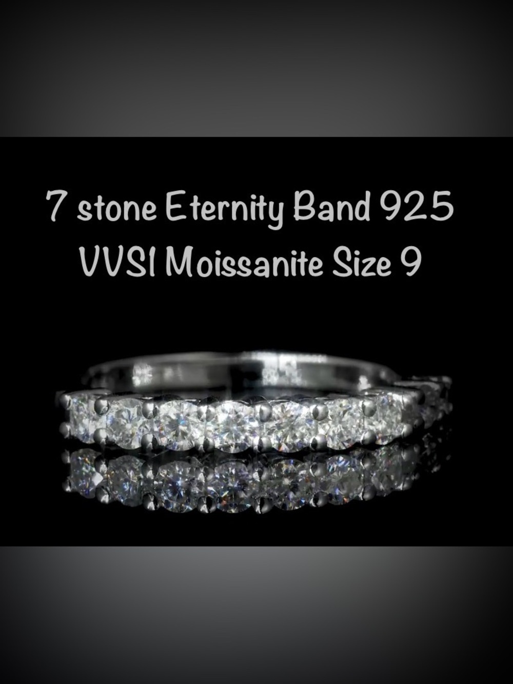 Moissanite Eternity Stackable Sterling Silver 925 VVS1-7 Stones💎AUTHENTIC-Size 9